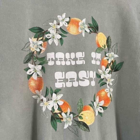 PacSun Golden Hour Take It Easy Orange Sage Green Pullover Sweatshirt XS/S - Picture 5 of 16